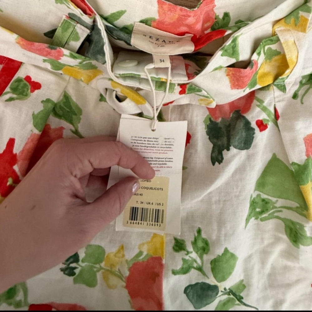 Sesame Romeo shorts in floral print linen blend size 34 new with tags - Picture 5 of 5